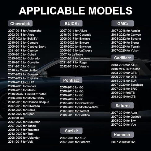 مستشعر TPMS خارجي 13598771، مستشعر نظام مراقبة الإطارات Easesuper 4 قطع لجي إم سي، بويك، هامر، كاديلاك، سوزوكي، بونتياك، ساتورن، شيفروليه، ساب استبدال #13598772، 13586335 in Kuwait