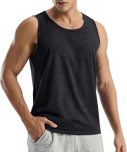 MIER Soft Tank Tops for Men, Dry Fit Sleeveless Workout Muscle T Shirts for Gym Athletic Running Bodybuilding, Ultra-Comfy in Saudi Arabia