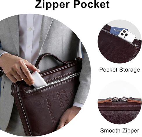 Full Grain Leather Bible Cover Case for Men, Mens Bible Covers Cases Leather Bible Protective Book Holder Carrying Case for Men with Handle Zippered Pocket in Kuwait