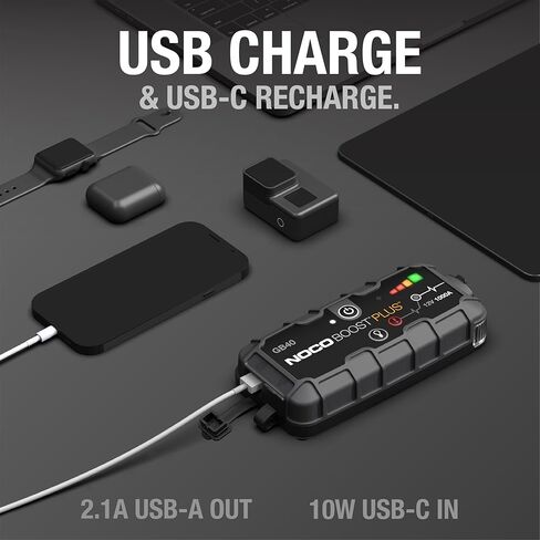 NOCO Boost GB40: 1000A UltraSafe Jump Starter - حزمة معززة لبطارية ليثيوم 12 فولت، صندوق القفز المحمول، بنك الطاقة وكابلات التوصيل - لمحركات الغاز 6.0 لتر والديزل 3.0 لتر (متجددة) in Saudi Arabia