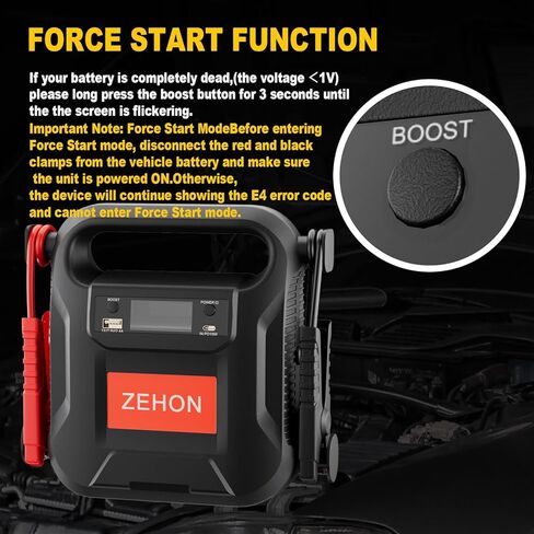 12 فولت صناعي فائق السرعة عكسي 1500 أمبير 24000 مللي أمبير، بطارية السيارة، بنك الطاقة مع USB وإضاءة LED، صندوق القفز المحمول فائق الأمان للاستخدام في حالات الطوارئ لمحركات الغاز 8.0 لتر/الديزل 12 لتر in Kuwait