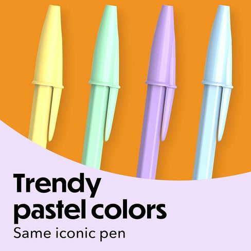 BIC Cristal Pastel Ballpoint Pens, Black Ink, Pastel Colored Barrels, Pens for Journaling, 24-Count Pack in Saudi Arabia