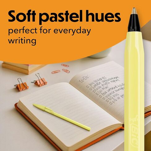 BIC Cristal Pastel Ballpoint Pens, Black Ink, Pastel Colored Barrels, Pens for Journaling, 24-Count Pack in Saudi Arabia