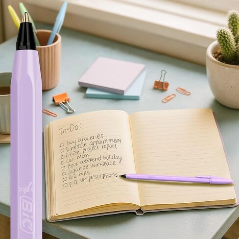 BIC Cristal Pastel Ballpoint Pens, Black Ink, Pastel Colored Barrels, Pens for Journaling, 24-Count Pack in Saudi Arabia