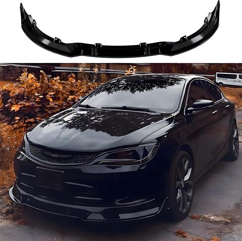 مصد الشفة الأمامي متوافق مع ملحقات Chrysler 200 200C 200S 2015-2020 أسفل مجموعة هيكل جناح الذقن، إضافة إلى مادة ABS باللون الأسود اللامع in Saudi Arabia