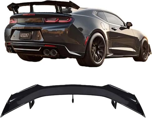 جناح سبويلر خلفي متوافق مع 2016-2024 Camaro SS RS LT ZL جميع الموديلات ZL1 1LE Style Rear Trunk Spoiler Wing Car Spoiler Wing بدون كاميرا الرؤية الخلفية باللون الأسود اللامع in Kuwait