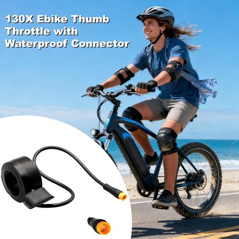 ترقية Ebike الإبهام خنق 130X، مقاوم للماء 3 دبوس موصل ل12V-72V Ebike خنق، اليسار / اليمين العالمي صالح 22.2mm المقود، مسرع التحكم في السرعة لتحويل دراجة سكوتر الكهربائية in Kuwait