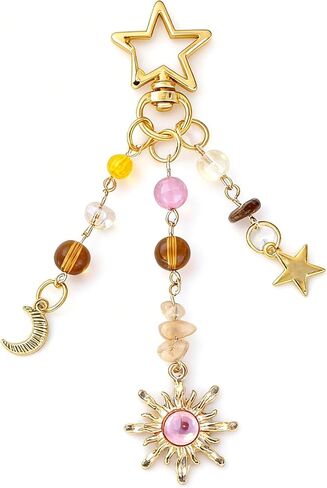 Sun and Moon Crystal Keychain - Boho Hippie Y2K Aesthetic Bag Purse Charm, Accessories for Women Men Handbags Decor in Saudi Arabia