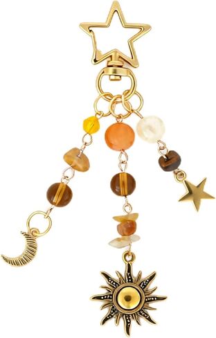 Sun and Moon Crystal Keychain - Boho Hippie Y2K Aesthetic Bag Purse Charm, Accessories for Women Men Handbags Decor in Saudi Arabia