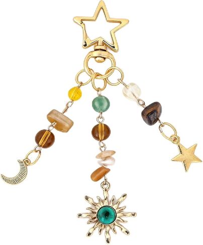 Sun and Moon Crystal Keychain - Boho Hippie Y2K Aesthetic Bag Purse Charm, Accessories for Women Men Handbags Decor in Saudi Arabia