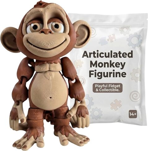 Articulated Monkey Figurine – Playful Desk Fidget for Teens & Adults – Stress Relief & Collectible – 3D Printed in Canada (White) in Saudi Arabia