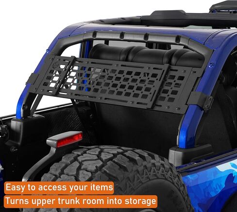 Hooke Road JL Overhead MOLLE Panel Roll Bar رف تخزين لـ 2018-2026 Jeep Wrangler JLU 4 أبواب، منظم حمولة صندوق السيارة الخلفي in Saudi Arabia