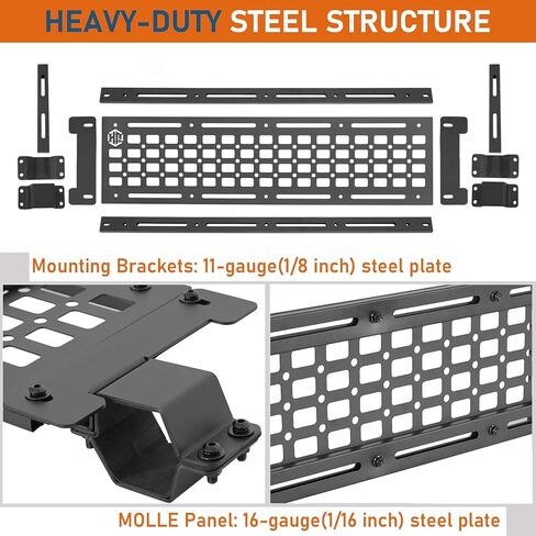 Hooke Road JL Overhead MOLLE Panel Roll Bar رف تخزين لـ 2018-2026 Jeep Wrangler JLU 4 أبواب، منظم حمولة صندوق السيارة الخلفي in Saudi Arabia