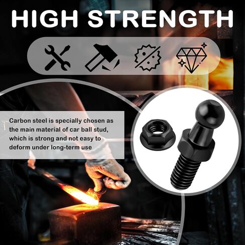 4PCS 10mm Ball Stud Kit Includes Nuts,5/16-18 Thread x 3/5" Long Shank Ball Stud for Car Gas Strut,Professional Lift Support Strut/Gas Spring Struts Balls Studs Car Accessories in Saudi Arabia