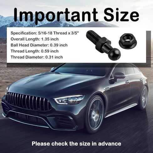 4PCS 10mm Ball Stud Kit Includes Nuts,5/16-18 Thread x 3/5" Long Shank Ball Stud for Car Gas Strut,Professional Lift Support Strut/Gas Spring Struts Balls Studs Car Accessories in Saudi Arabia