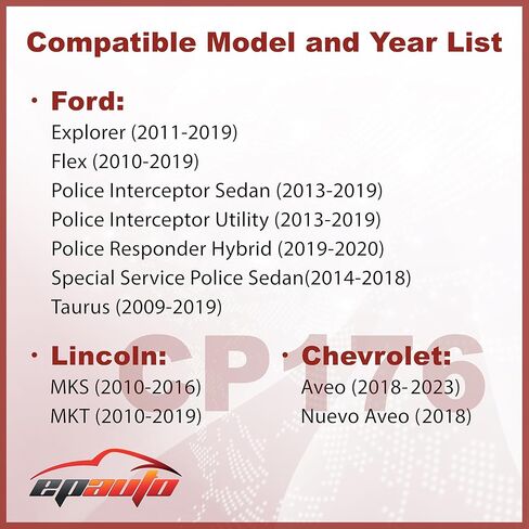 EPAuto CP176 (CF11176) Cabin Air Filter with Activated Carbon, Compatible with Ford Explorer, Flex, Taurus, Police Interceptor, Responder Hybrid, Lincoln MKS, MKT - Fits Select Models 2009-2020 in Saudi Arabia