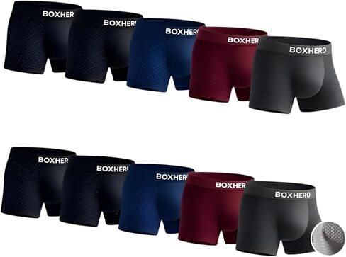 BOXHERO Ultra-Soft Boxer Briefs for Men – 10-Pack Breathable Men's Underwear – Anti-Chafing, Moisture-Wicking Boxers in Kuwait