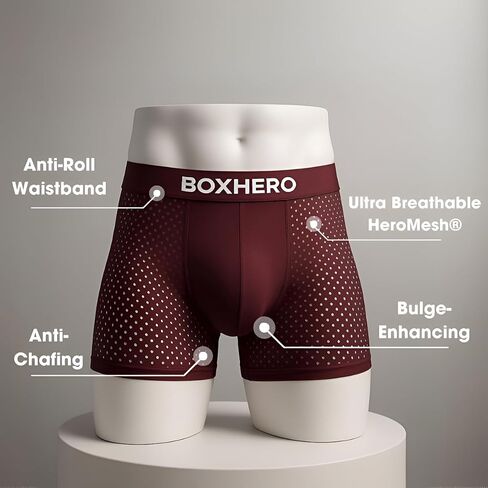 BOXHERO Ultra-Soft Boxer Briefs for Men – 10-Pack Breathable Men's Underwear – Anti-Chafing, Moisture-Wicking Boxers in Kuwait