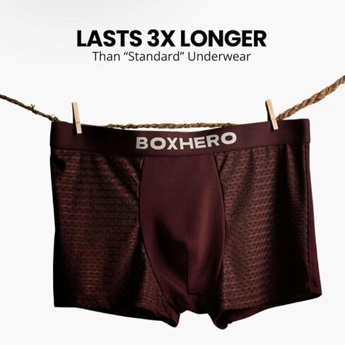 BOXHERO Ultra-Soft Boxer Briefs for Men – 10-Pack Breathable Men's Underwear – Anti-Chafing, Moisture-Wicking Boxers in Kuwait