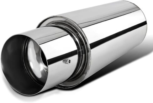 Spec-D Tuning 4 "طرف مستدير 2.5" مدخل كاتم صوت عادم تدفق حلزوني من الفولاذ المقاوم للصدأ مع كاتم صوت in Saudi Arabia
