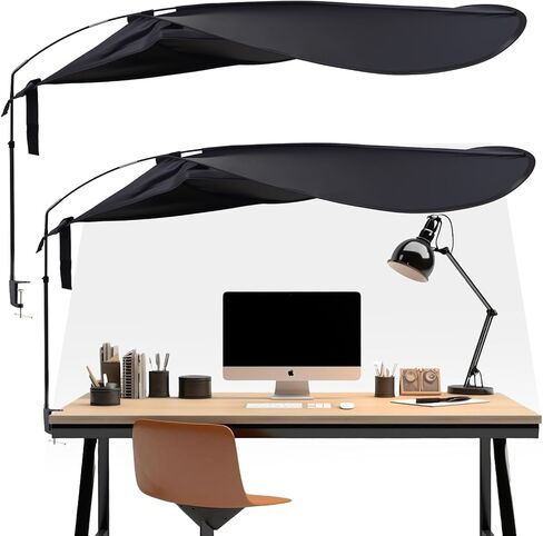 حجرة مكتب وظل مكتب قابلان للتعديل مقاس 62 بوصة، ظل حجيرة، ملحقات حجرة مكتب العمل قابلة للتعديل، مظلة خصوصية بلاستيكية قابلة للطي، كتل خفيفة، تقليل الوهج، أسود in Kuwait
