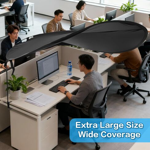 حجرة مكتب وظل مكتب قابلان للتعديل مقاس 62 بوصة، ظل حجيرة، ملحقات حجرة مكتب العمل قابلة للتعديل، مظلة خصوصية بلاستيكية قابلة للطي، كتل خفيفة، تقليل الوهج، أسود in Kuwait