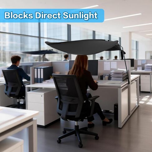 حجرة مكتب وظل مكتب قابلان للتعديل مقاس 62 بوصة، ظل حجيرة، ملحقات حجرة مكتب العمل قابلة للتعديل، مظلة خصوصية بلاستيكية قابلة للطي، كتل خفيفة، تقليل الوهج، أسود in Kuwait