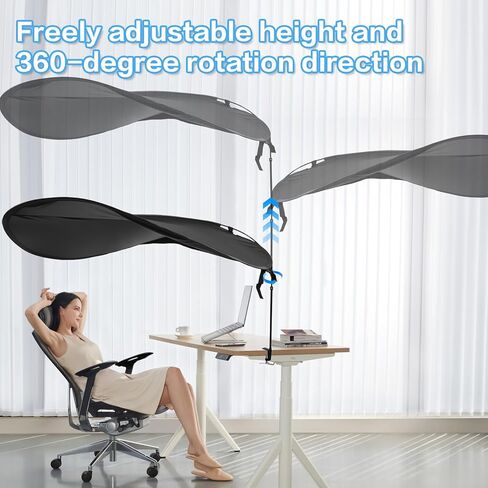 حجرة مكتب وظل مكتب قابلان للتعديل مقاس 62 بوصة، ظل حجيرة، ملحقات حجرة مكتب العمل قابلة للتعديل، مظلة خصوصية بلاستيكية قابلة للطي، كتل خفيفة، تقليل الوهج، أسود in Kuwait