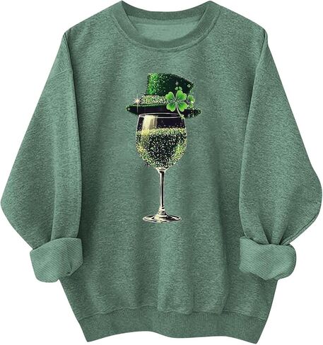 St Patricks Day Shirt Women Long Sleeve St Pattys Clover Irish Graphic Sweatshirt Funny Shamrock Print Pullover Tops in Saudi Arabia