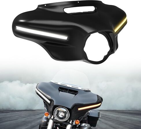 Upgraded Front Batwing Upper Outer Fairing with Light Bar, Black Fairing Cowl w/DRL Turn Signal for Harley Street Electra Tri Glide Ultra Limited CVO Limited 2014-2023 Accessories in Saudi Arabia