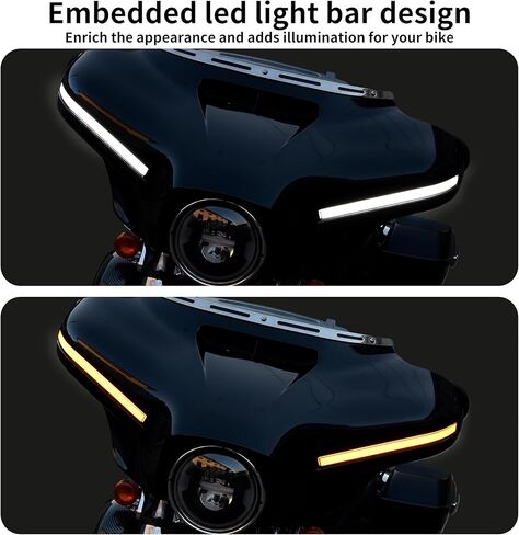 Upgraded Front Batwing Upper Outer Fairing with Light Bar, Black Fairing Cowl w/DRL Turn Signal for Harley Street Electra Tri Glide Ultra Limited CVO Limited 2014-2023 Accessories in Saudi Arabia