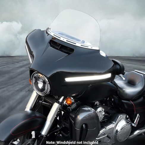 Upgraded Front Batwing Upper Outer Fairing with Light Bar, Black Fairing Cowl w/DRL Turn Signal for Harley Street Electra Tri Glide Ultra Limited CVO Limited 2014-2023 Accessories in Saudi Arabia
