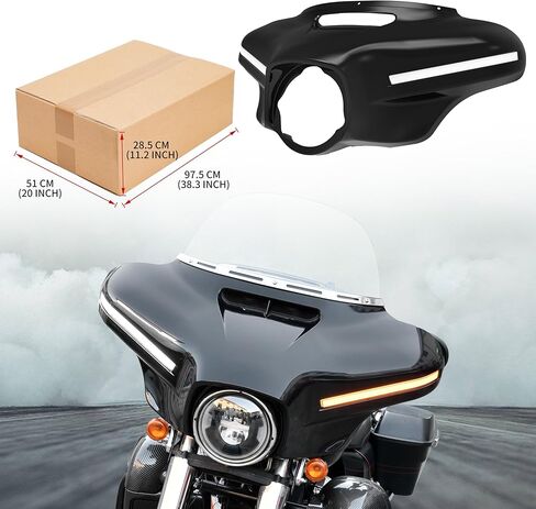 Upgraded Front Batwing Upper Outer Fairing with Light Bar, Black Fairing Cowl w/DRL Turn Signal for Harley Street Electra Tri Glide Ultra Limited CVO Limited 2014-2023 Accessories in Saudi Arabia