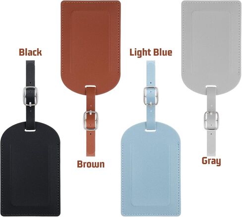 4 Pcs Leather Luggage Tags for Suitcases TSA Approved Travel Tags for Luggage Identifiers Suitcase Tag with Privacy Protection Cover (Black, Gray, Light Blue, Brown) in Saudi Arabia