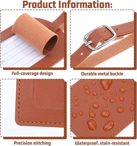 4 Pcs Leather Luggage Tags for Suitcases TSA Approved Travel Tags for Luggage Identifiers Suitcase Tag with Privacy Protection Cover (Black, Gray, Light Blue, Brown) in Saudi Arabia