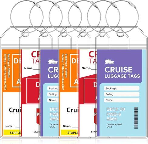 6 Pack Luggage Tags Travel Essentials & Cruise Essentials, Cruise Luggage Tag Holder, for NCL, Princess, Carnival, Royal Caribbean & Celebrity Cruise Ships in Saudi Arabia