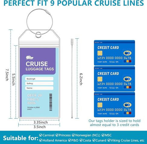 6 Pack Luggage Tags Travel Essentials & Cruise Essentials, Cruise Luggage Tag Holder, for NCL, Princess, Carnival, Royal Caribbean & Celebrity Cruise Ships in Saudi Arabia