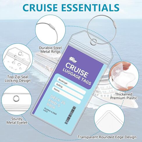 6 Pack Luggage Tags Travel Essentials & Cruise Essentials, Cruise Luggage Tag Holder, for NCL, Princess, Carnival, Royal Caribbean & Celebrity Cruise Ships in Saudi Arabia