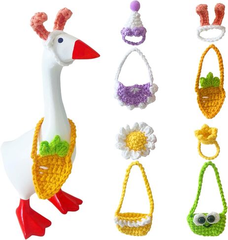 6 قطع من ملابس الإوزة المكتبية مقاس 7 بوصات قبعات كروشيه مصنوعة يدويًا لتمثال أوزة مغناطيسي صغير، إكسسوارات ديكور لطيفة على شكل إوز لعيد الميلاد والهالوين والتخرج in Kuwait