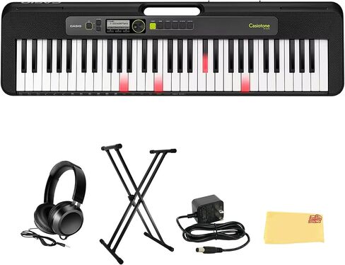 كاسيو، لوحة مفاتيح محمولة ذات 61 مفتاحًا مع USB (LK-S250) وRockJam Xfinity شديدة التحمل، مزدوجة X، مجمعة مسبقًا، حامل لوحة مفاتيح بيانو قابل للتعديل بشكل لا نهائي مع أشرطة قفل in Saudi Arabia
