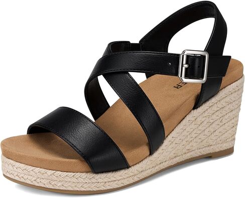 SHIBEVER Women's Platform Wedge Sandals: Espadrille Open Toe Ankle Strap Wedges, Comfortable Dressy Summer Platform Sandals in Saudi Arabia