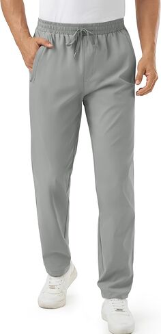 TACVASEN Men's Casual Chinos Pants Elastic Waist Drawstring Zipper Pockets Lightweight Outdoor Summer Twill Trousers in Saudi Arabia