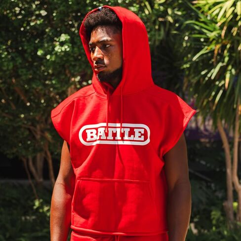 Battle Sports Classics Sleeveless Hoodie, Cropped Length, Brushed Fleece Material, Standard Fit in Saudi Arabia