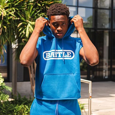Battle Sports Classics Sleeveless Hoodie, Cropped Length, Brushed Fleece Material, Standard Fit in Saudi Arabia