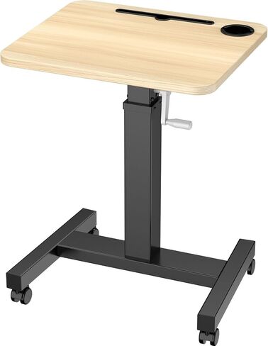 مكتب كمبيوتر محمول، مكتب قائم متنقل بعجلات، طاولة رفع، مكاتب رفع للمكتب المنزلي، مكتب كمبيوتر محمول قابل للتعديل بارتفاع قابل للتعديل، محطة عمل صغيرة للجلوس (أسود) in Kuwait