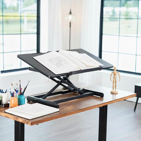 VIVO 36 inch Height Adjustable Tilting Stand Up Desk Converter, Quick Sit to Stand Single Top Keyboard Riser, Laptop Workstation, Drafting Table, Ergonomic Typing, Black, DESK-V036T in Saudi Arabia