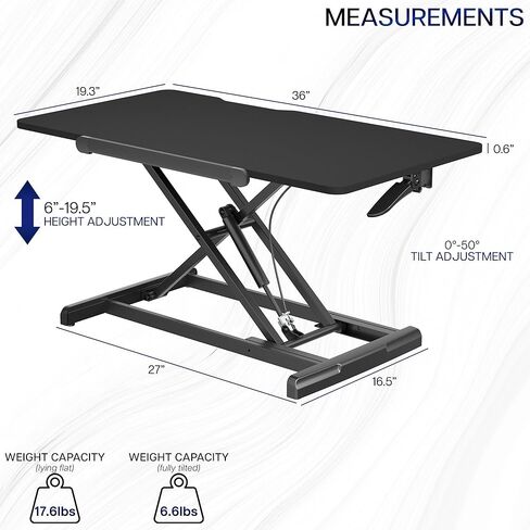 VIVO 36 inch Height Adjustable Tilting Stand Up Desk Converter, Quick Sit to Stand Single Top Keyboard Riser, Laptop Workstation, Drafting Table, Ergonomic Typing, Black, DESK-V036T in Saudi Arabia