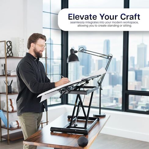 VIVO 36 inch Height Adjustable Tilting Stand Up Desk Converter, Quick Sit to Stand Single Top Keyboard Riser, Laptop Workstation, Drafting Table, Ergonomic Typing, Black, DESK-V036T in Saudi Arabia