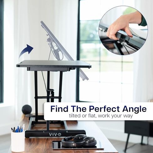 VIVO 36 inch Height Adjustable Tilting Stand Up Desk Converter, Quick Sit to Stand Single Top Keyboard Riser, Laptop Workstation, Drafting Table, Ergonomic Typing, Black, DESK-V036T in Saudi Arabia