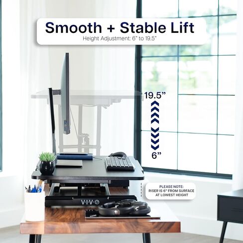 VIVO 36 inch Height Adjustable Tilting Stand Up Desk Converter, Quick Sit to Stand Single Top Keyboard Riser, Laptop Workstation, Drafting Table, Ergonomic Typing, Black, DESK-V036T in Saudi Arabia
